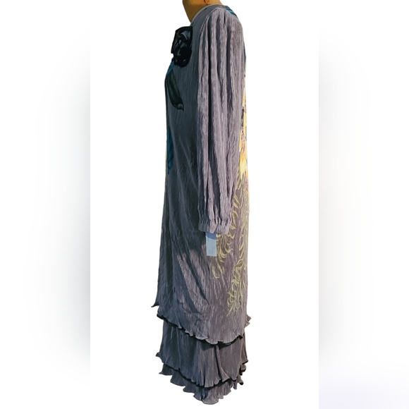 Vintage Euro Virginie Paris France Accordian Micro Pleats Floral Dress NWT - Picture 3 of 15